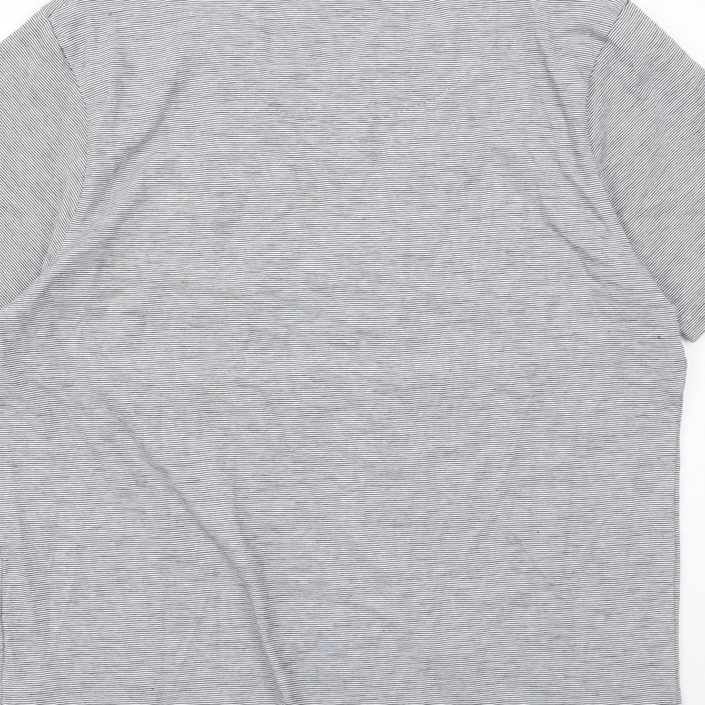 Quba & Co. Womens Grey Striped Cotton Basic T-Shirt Size 18 Round Neck