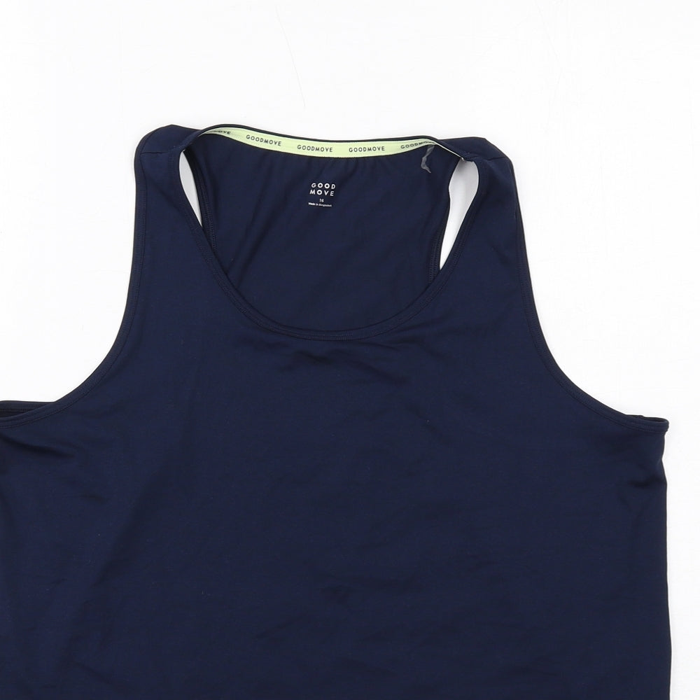 Marks and Spencer Womens Blue Polyester Pullover Tank Size 16 Scoop Neck Pullover