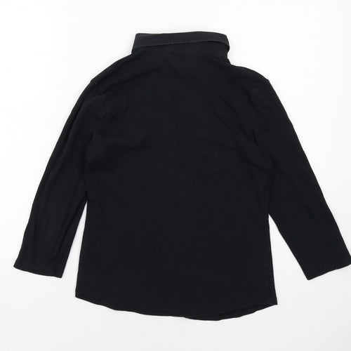 Marks and Spencer Womens Black Cotton Basic Blouse Size 12 Collared