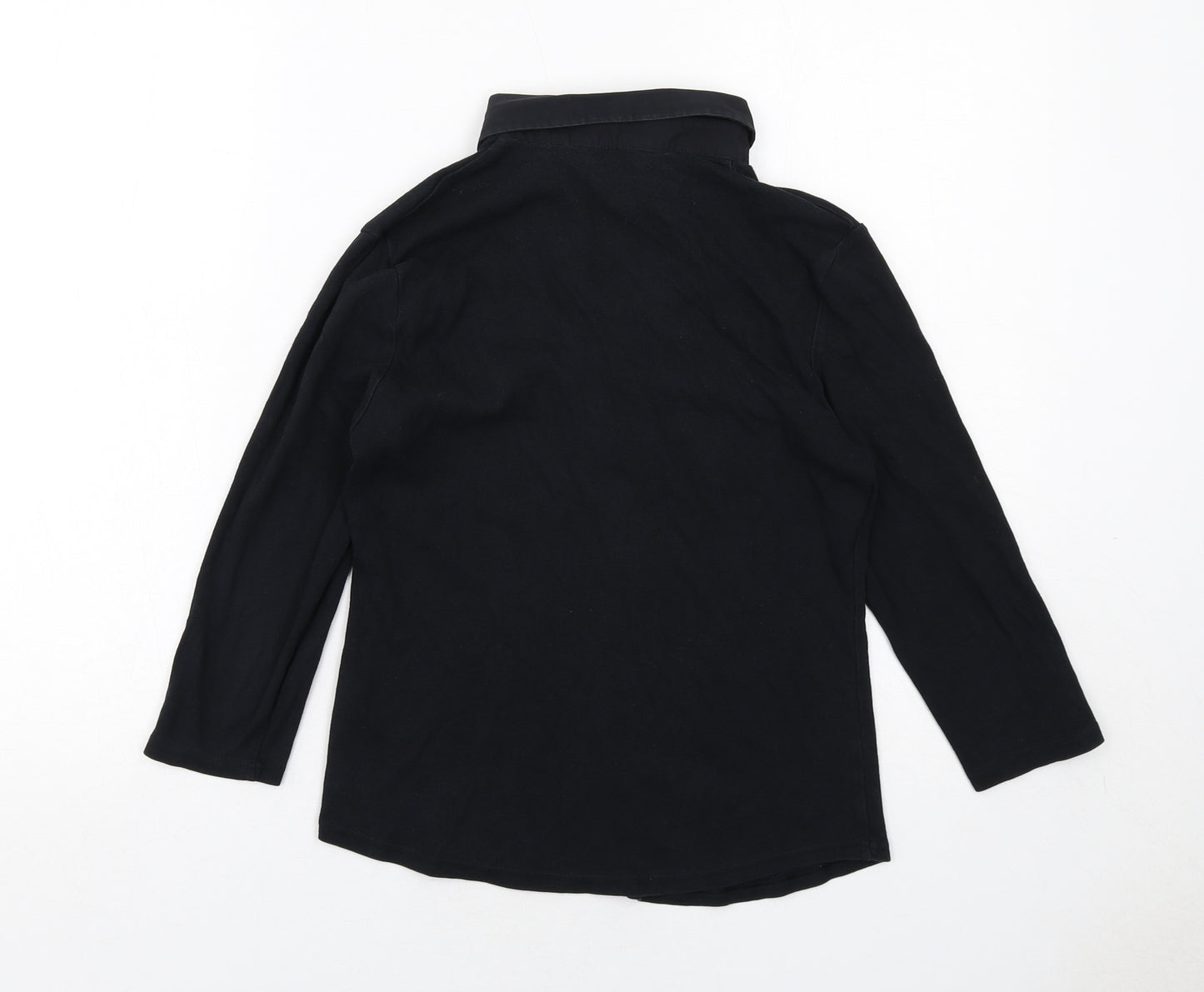 Marks and Spencer Womens Black Cotton Basic Blouse Size 12 Collared