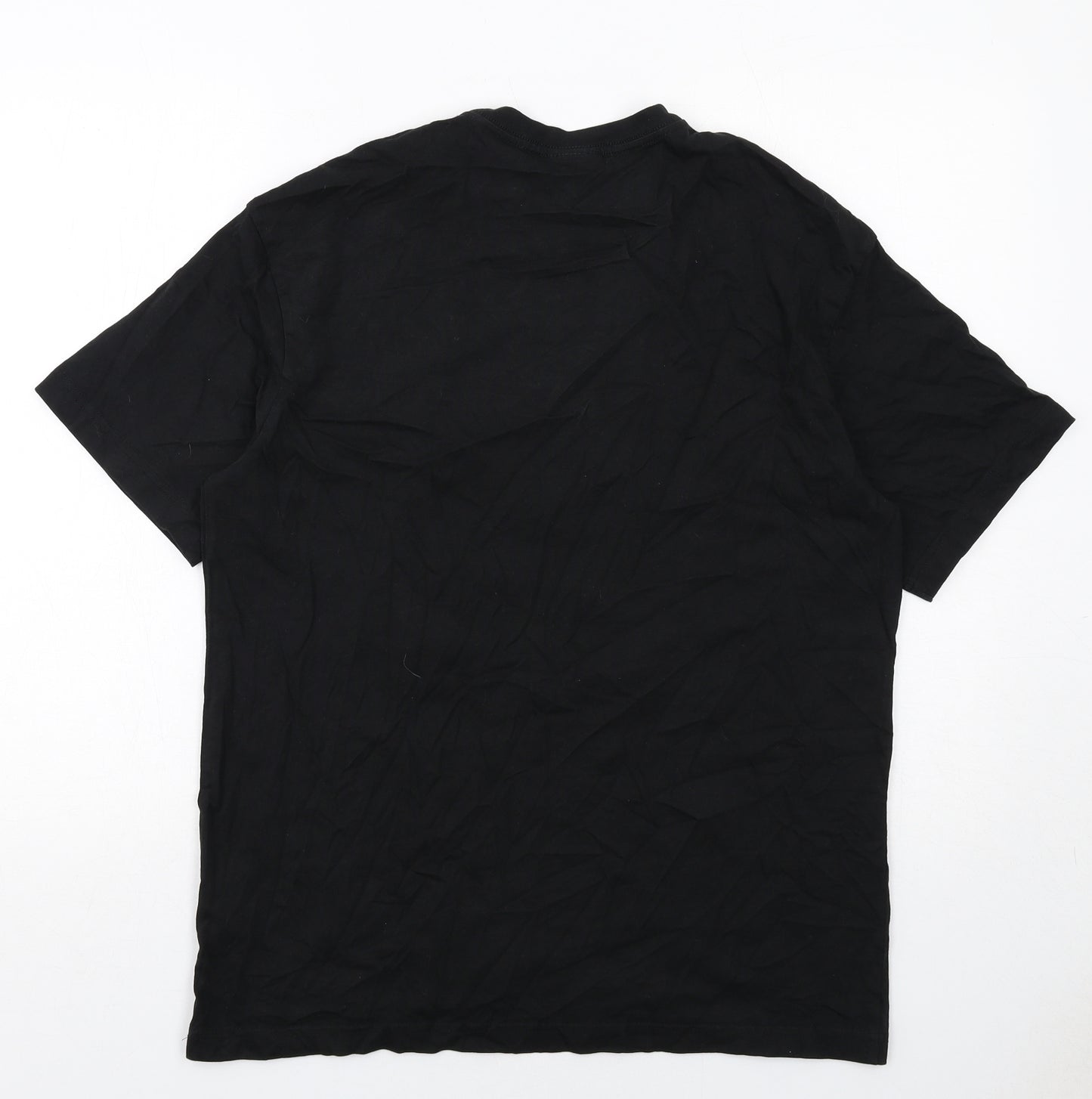 H&M Mens Black Cotton T-Shirt Size M Round Neck - Restless Youth