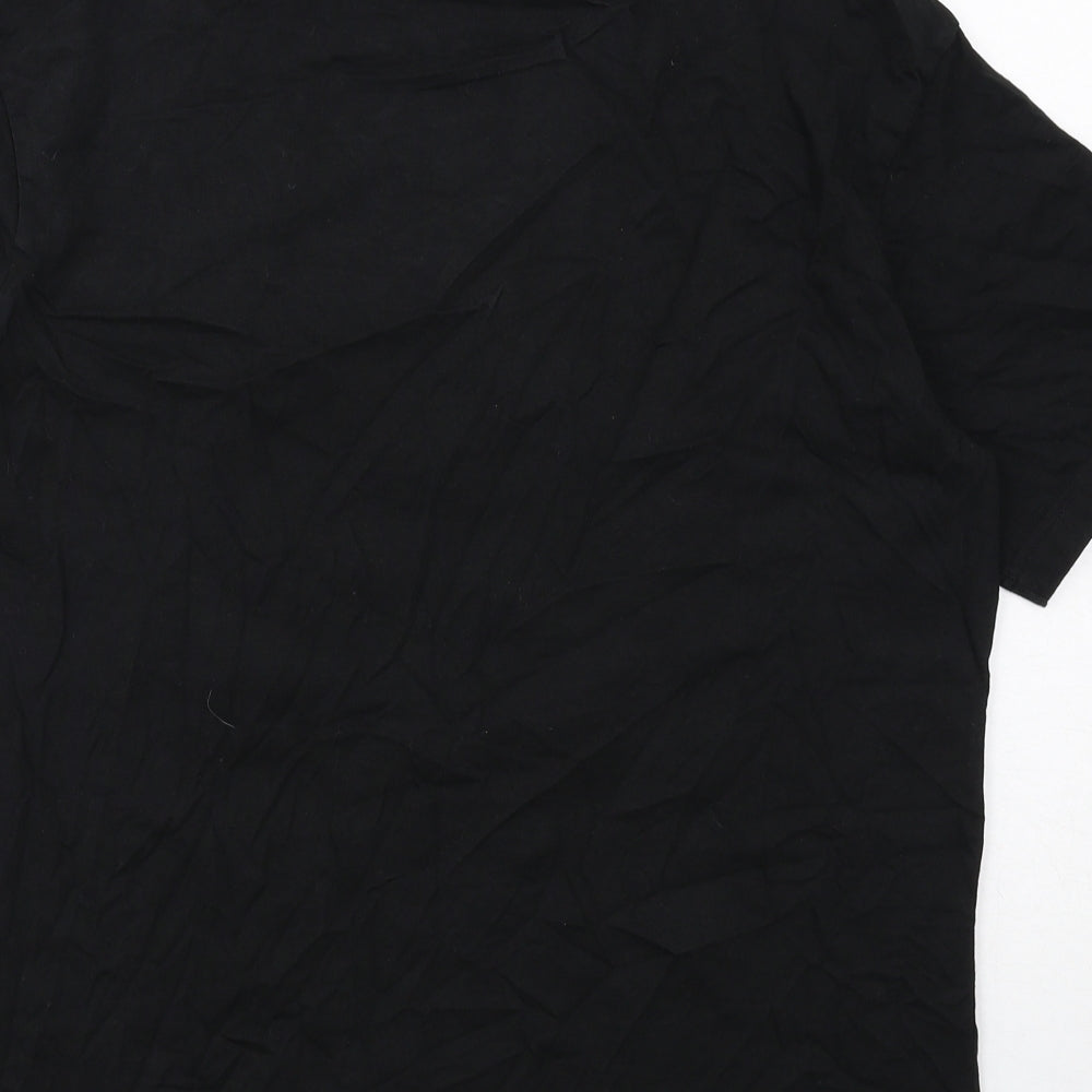 H&M Mens Black Cotton T-Shirt Size M Round Neck - Restless Youth