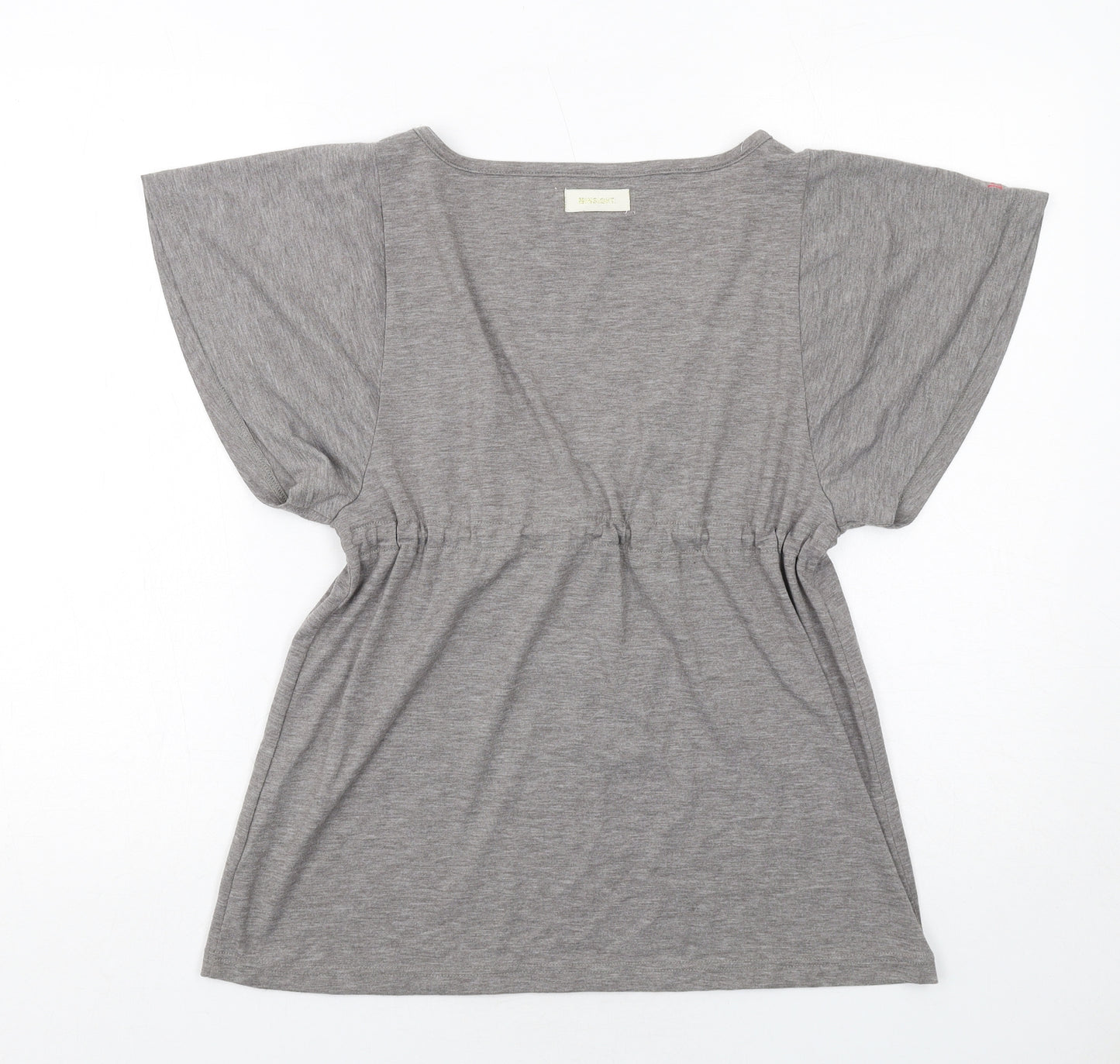 Insight Womens Grey Cotton Basic Blouse Size 8 V-Neck