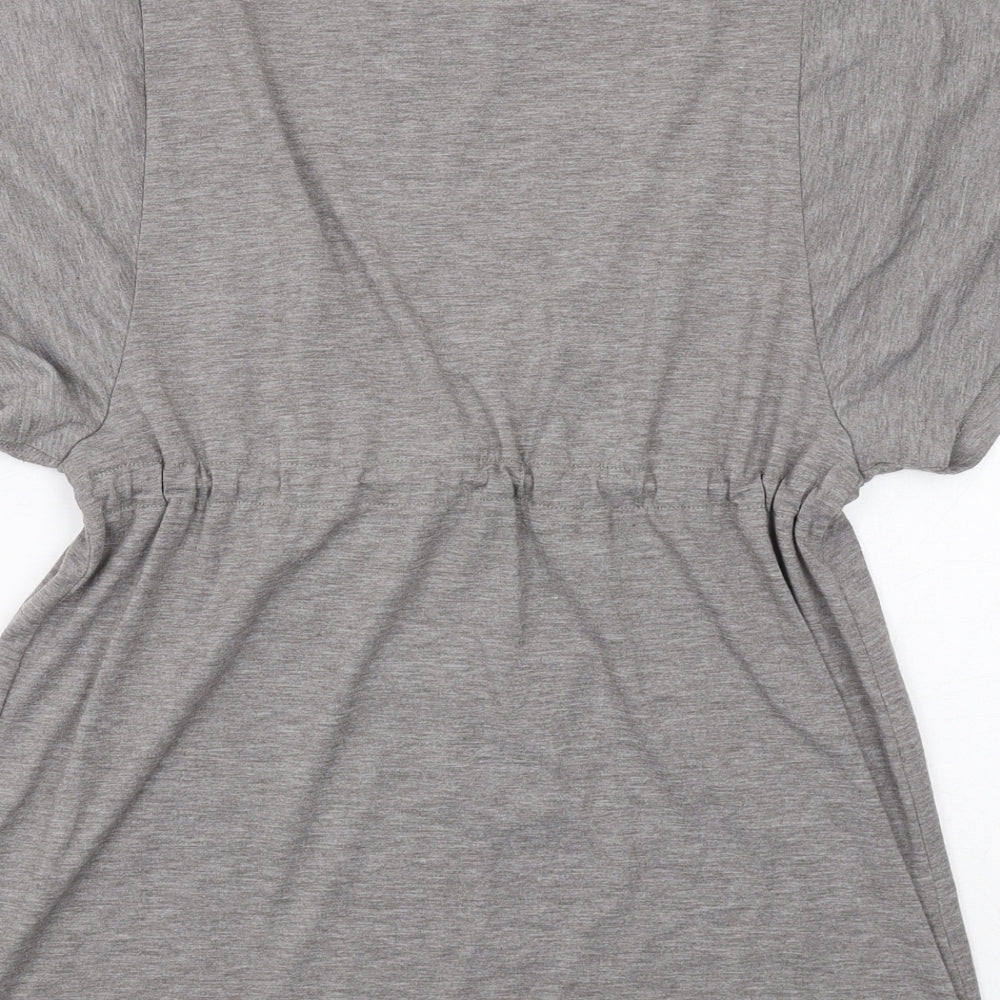 Insight Womens Grey Cotton Basic Blouse Size 8 V-Neck