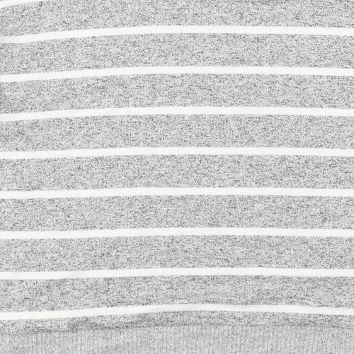 Marks and Spencer Womens Grey Round Neck Striped Viscose Pullover Jumper Size 10