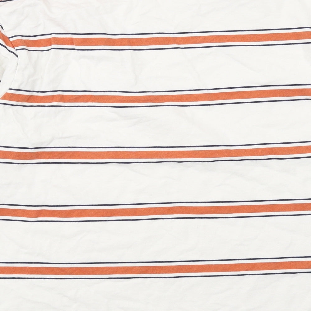Uniqlo Womens White Striped Cotton Basic T-Shirt Size M Round Neck
