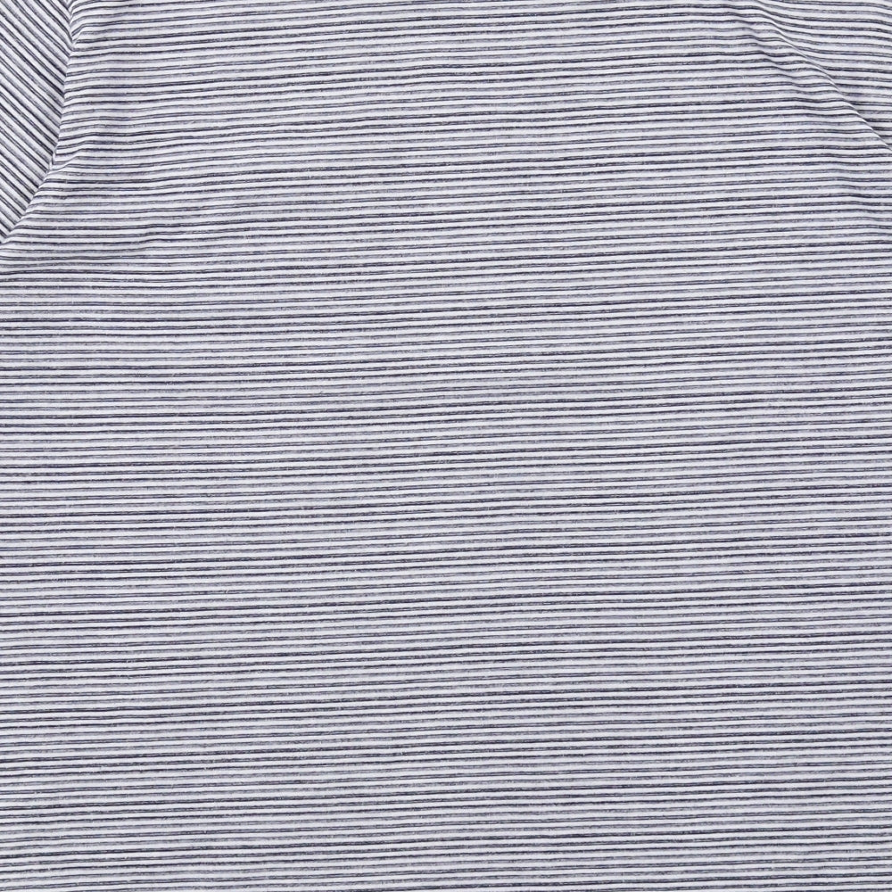Ben Sherman Mens Blue Striped Polyester T-Shirt Size M Round Neck