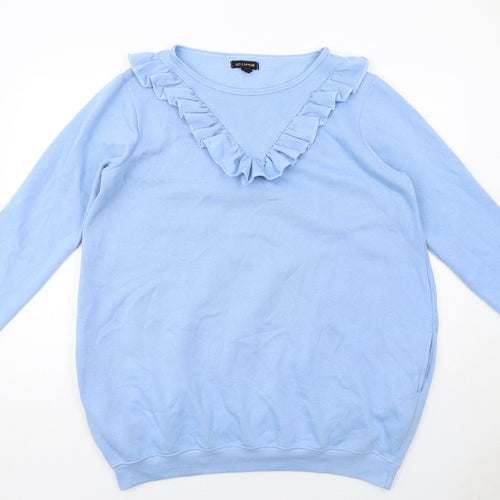 QED London Womens Blue Cotton Jumper Dress Size M Round Neck Pullover