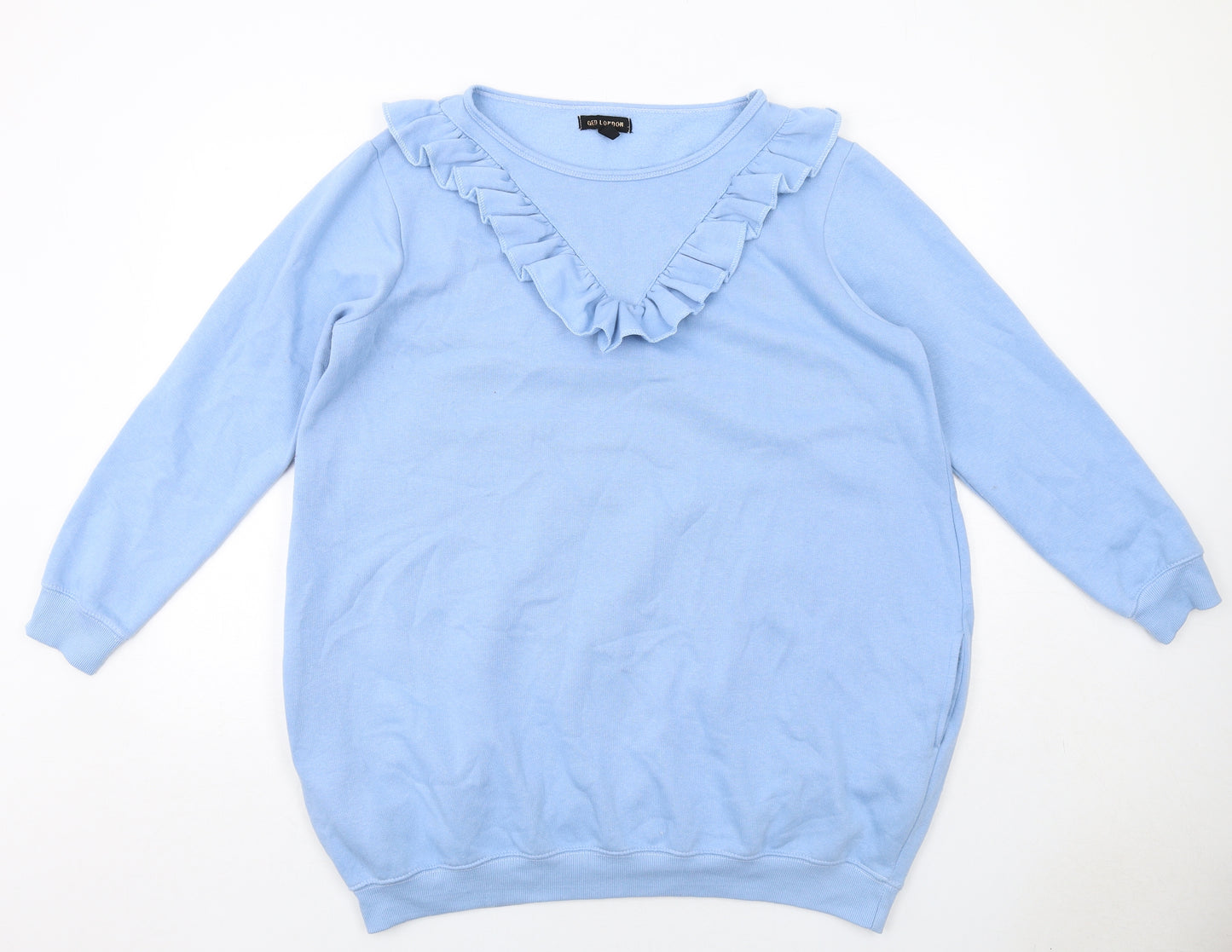 QED London Womens Blue Cotton Jumper Dress Size M Round Neck Pullover