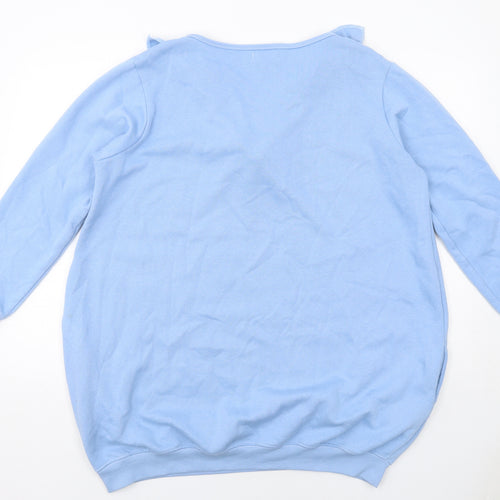 QED London Womens Blue Cotton Jumper Dress Size M Round Neck Pullover