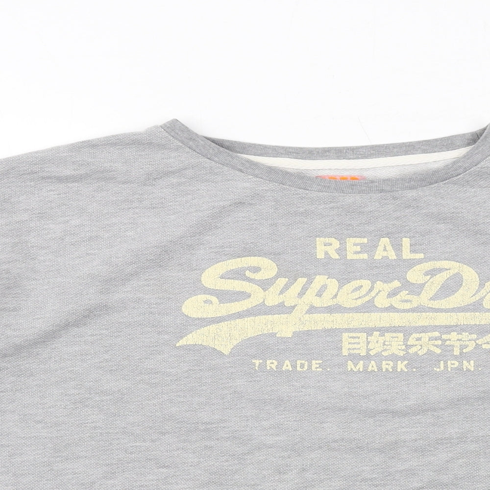 Superdry Womens Grey Cotton Pullover Sweatshirt Size L Pullover