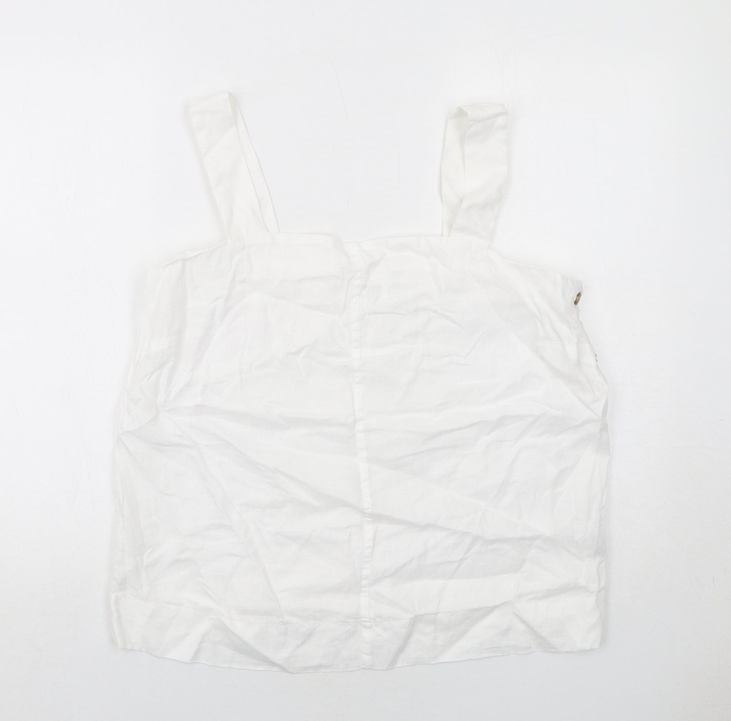 Marks and Spencer Womens White Linen Camisole Tank Size 14 Square Neck