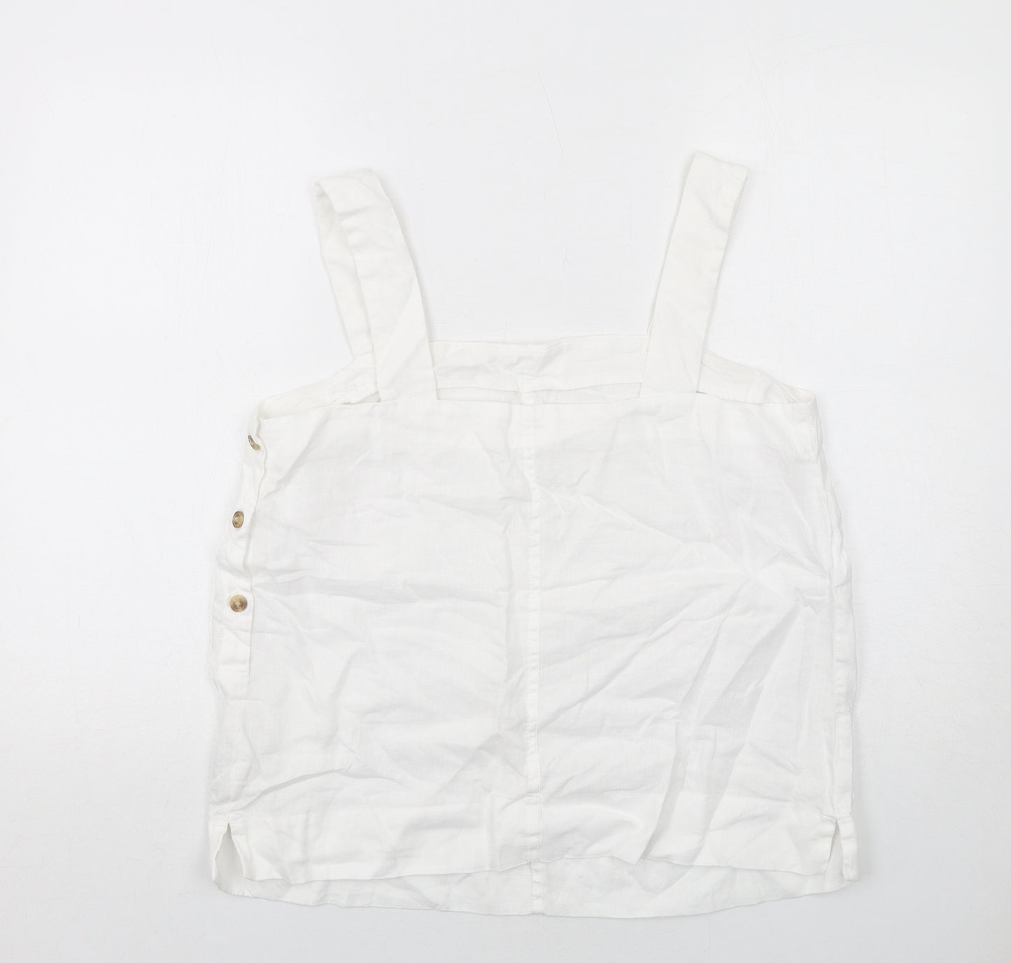 Marks and Spencer Womens White Linen Camisole Tank Size 14 Square Neck