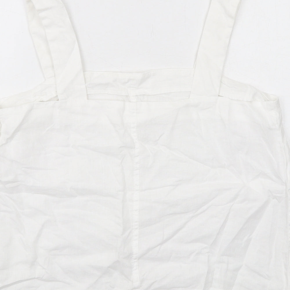 Marks and Spencer Womens White Linen Camisole Tank Size 14 Square Neck