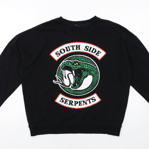 New Look Womens Black Cotton Pullover Sweatshirt Size 6 Pullover - South Side Serpents