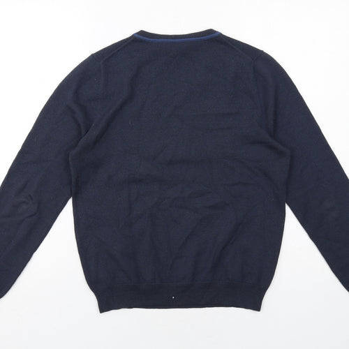 Hawkshead Mens Blue V-Neck Wool Pullover Jumper Size S Long Sleeve