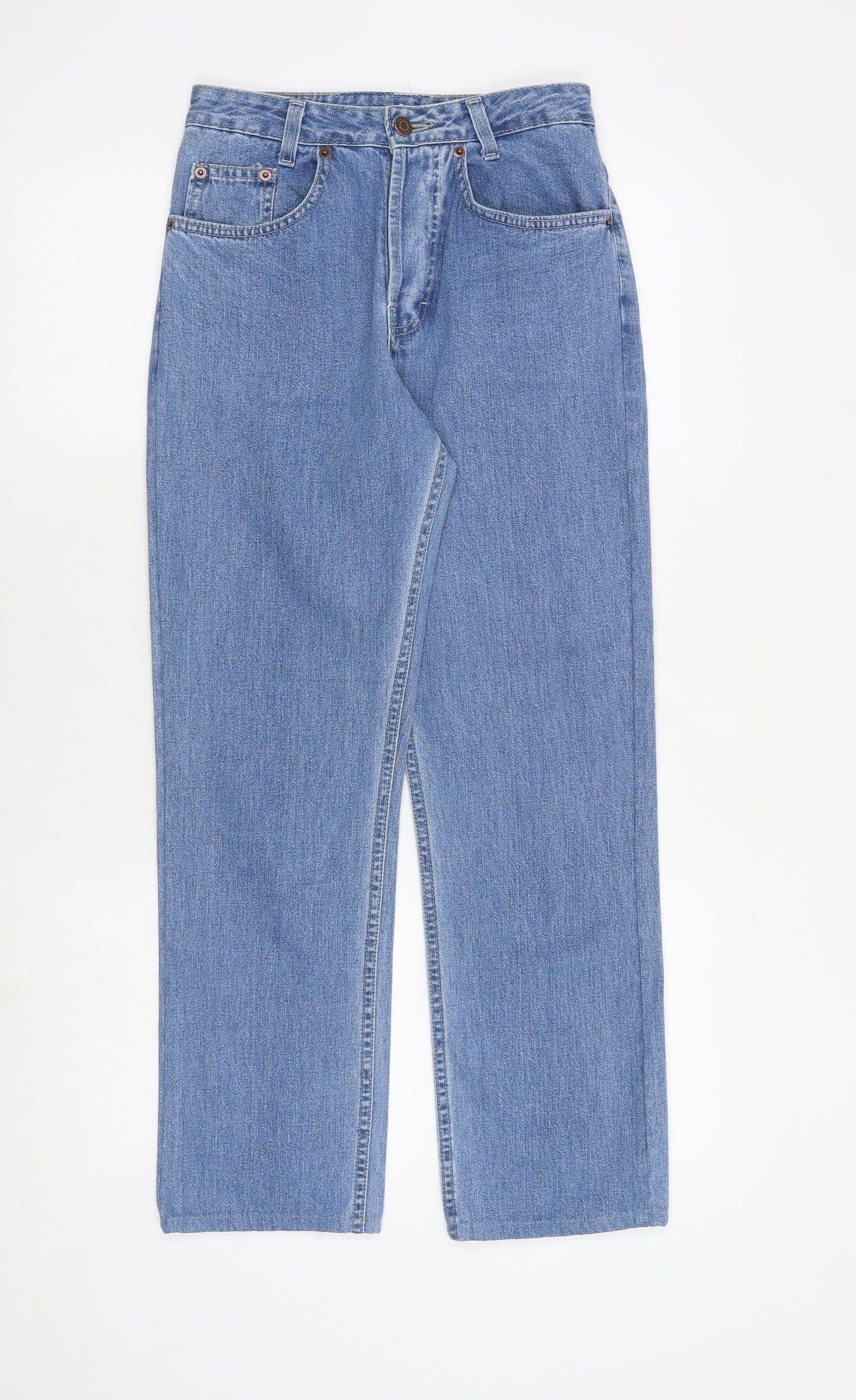 Marks and Spencer Womens Blue Cotton Straight Jeans Size 8 Regular Zip