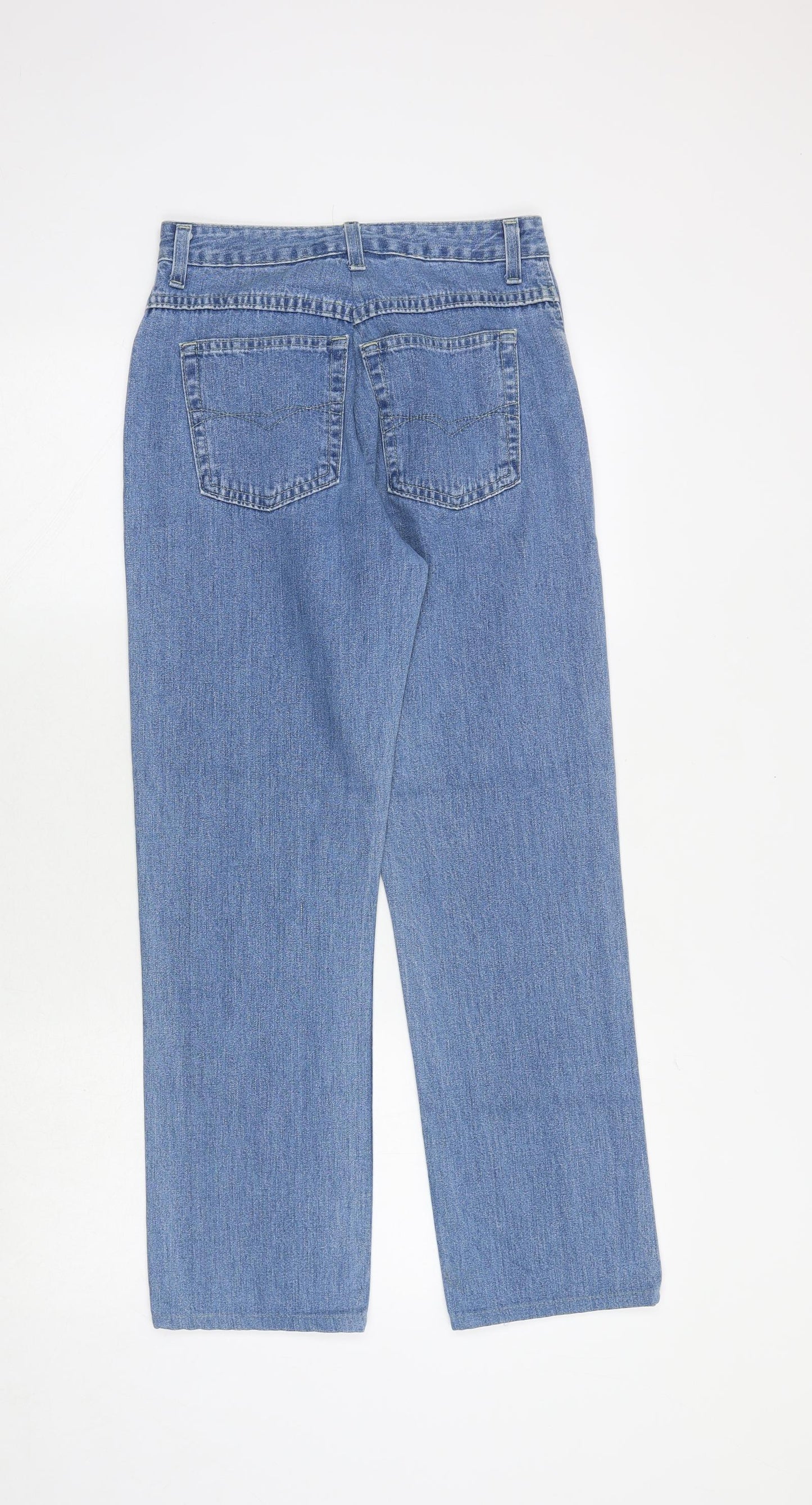 Marks and Spencer Womens Blue Cotton Straight Jeans Size 8 Regular Zip