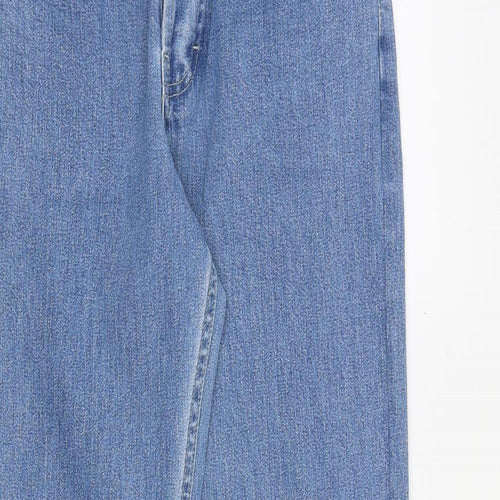 Marks and Spencer Womens Blue Cotton Straight Jeans Size 8 Regular Zip