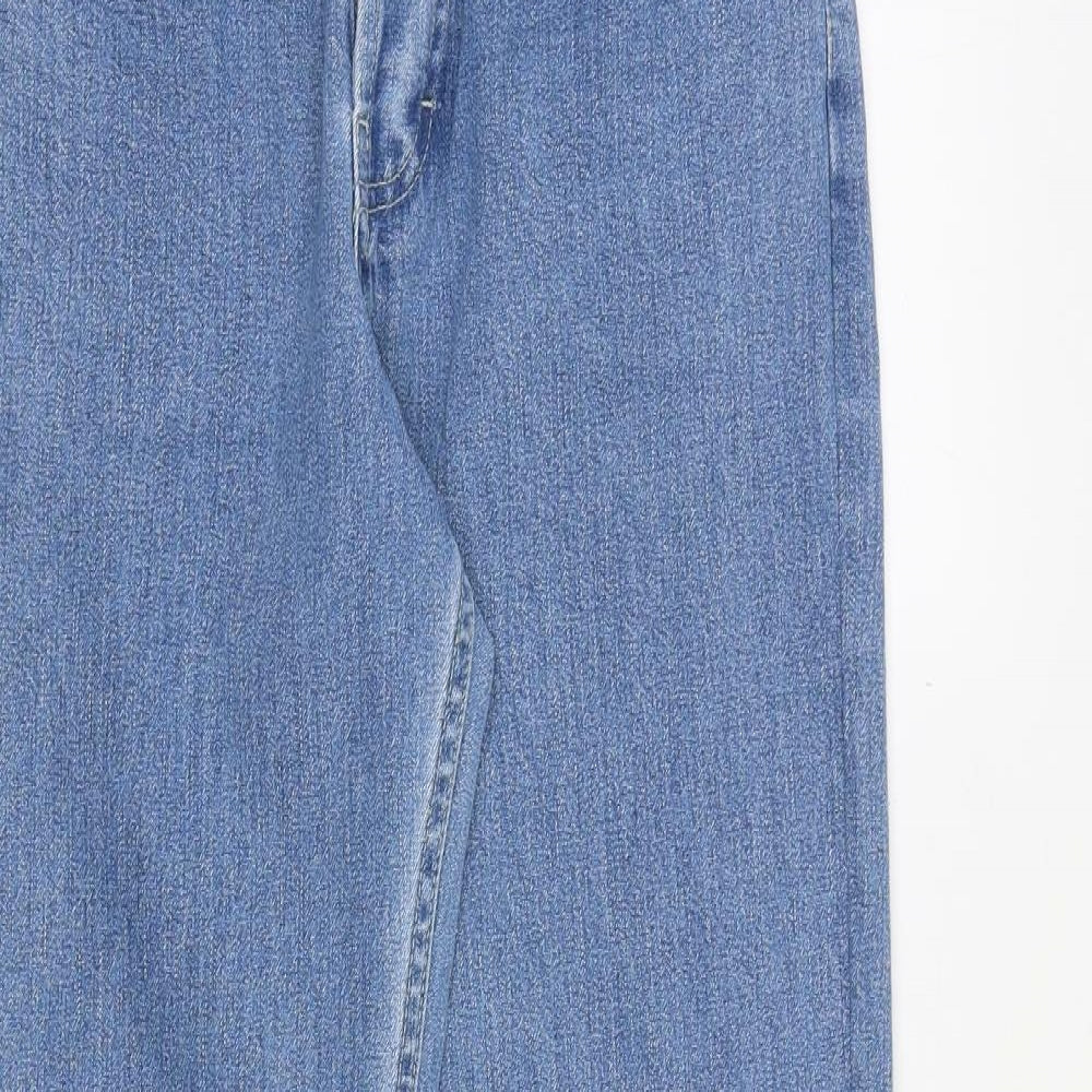 Marks and Spencer Womens Blue Cotton Straight Jeans Size 8 Regular Zip