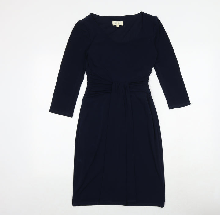 Linea Womens Blue Polyester Sheath Size 8 V-Neck Tie