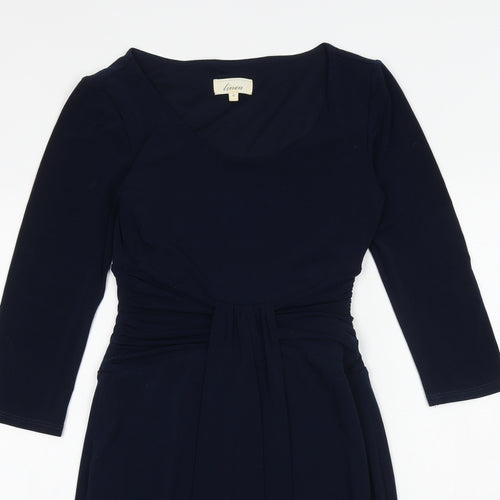 Linea Womens Blue Polyester Sheath Size 8 V-Neck Tie