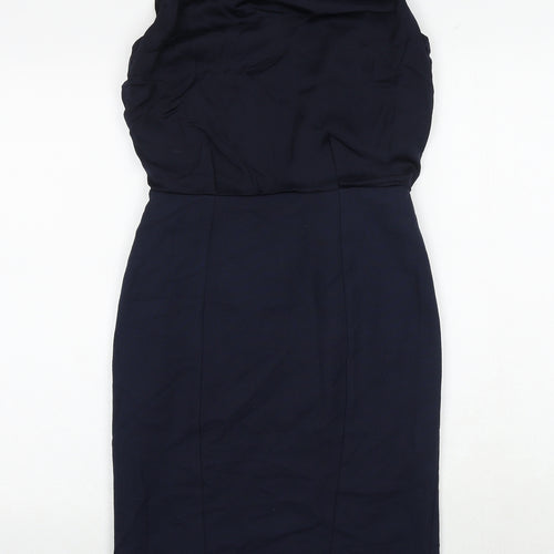NEXT Womens Black Polyester Pencil Dress Size 6 Boat Neck Zip