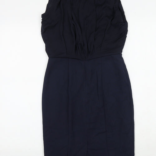 NEXT Womens Black Polyester Pencil Dress Size 6 Boat Neck Zip