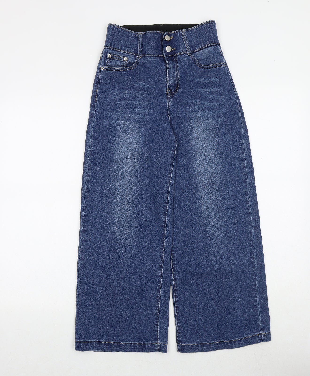 XING Womens Blue Cotton Wide-Leg Jeans Size XS Regular Zip