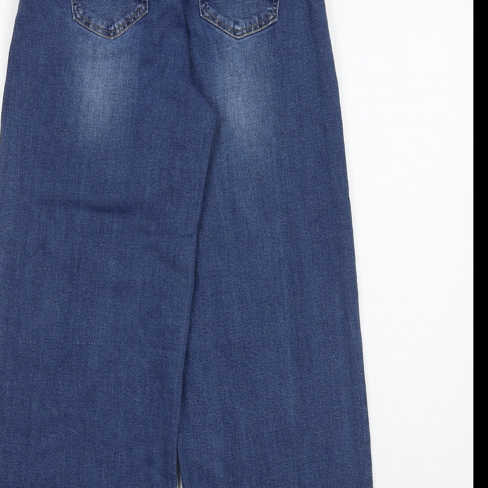 XING Womens Blue Cotton Wide-Leg Jeans Size XS Regular Zip