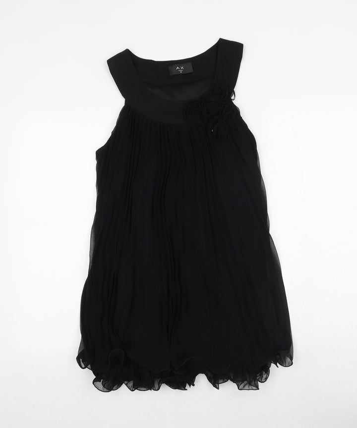 AX Paris Womens Black Polyester A-Line Size 10 Boat Neck Pullover
