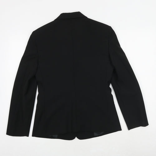 United Colors of Benetton Womens Black Polyester Jacket Suit Jacket Size 14