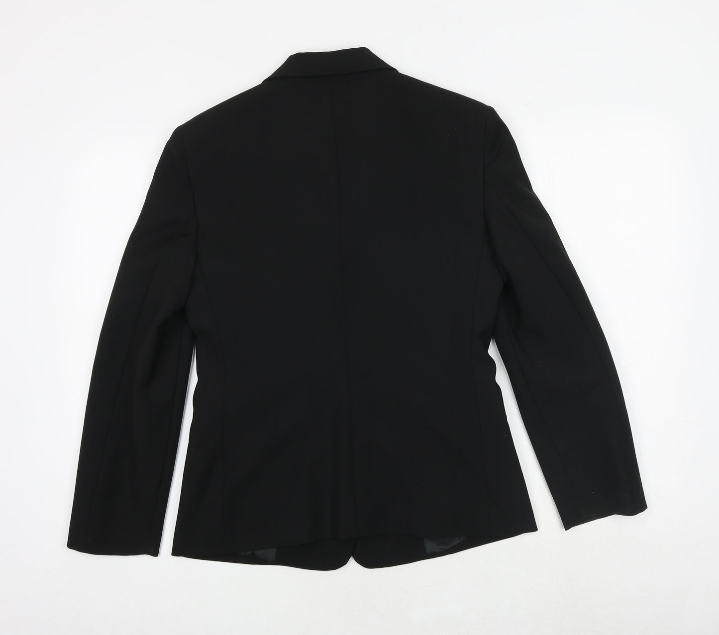 United Colors of Benetton Womens Black Polyester Jacket Suit Jacket Size 14