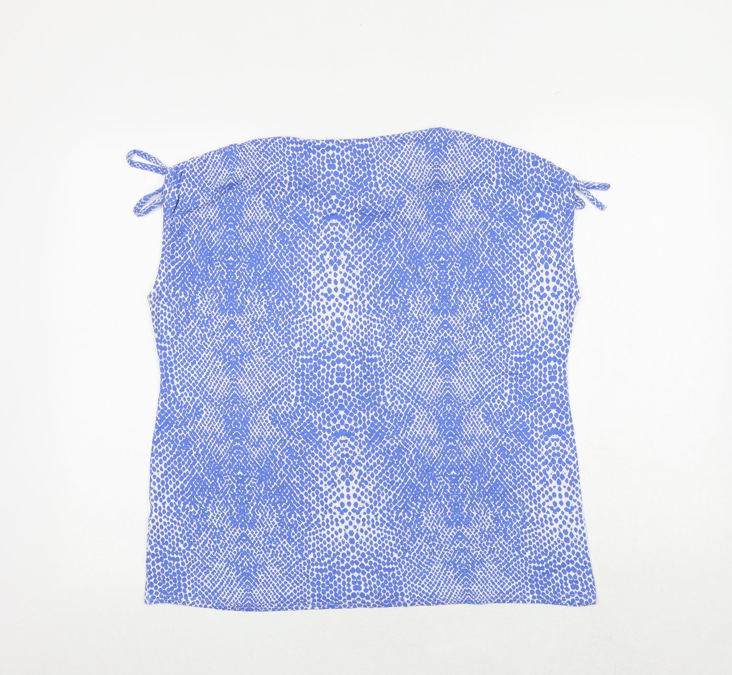 Gerard Womens Blue Geometric Viscose Basic T-Shirt Size 14 Round Neck - Snakeskin Pattern