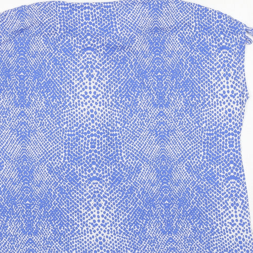 Gerard Womens Blue Geometric Viscose Basic T-Shirt Size 14 Round Neck - Snakeskin Pattern