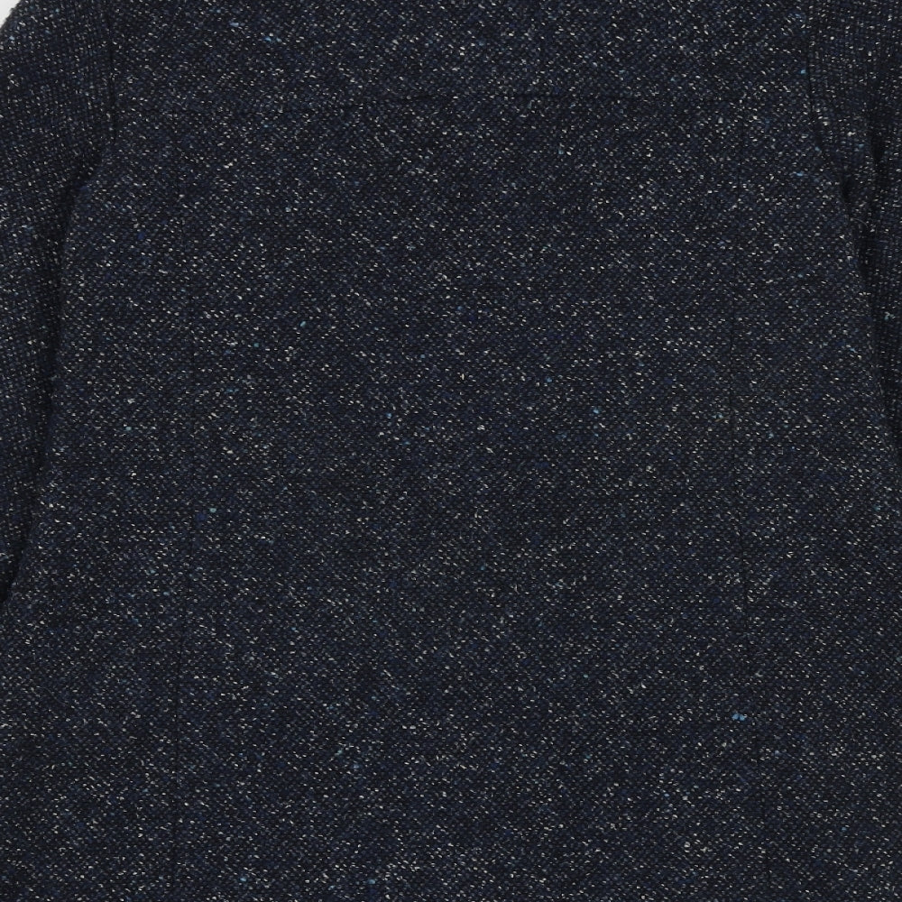Laura Ashley Womens Blue Geometric Overcoat Coat Size 8 Hook & Loop