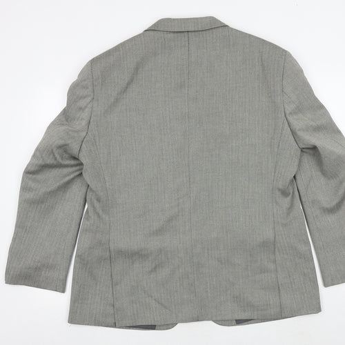 Impressions Mens Grey Herringbone Polyester Jacket Suit Jacket Size 42 Regular