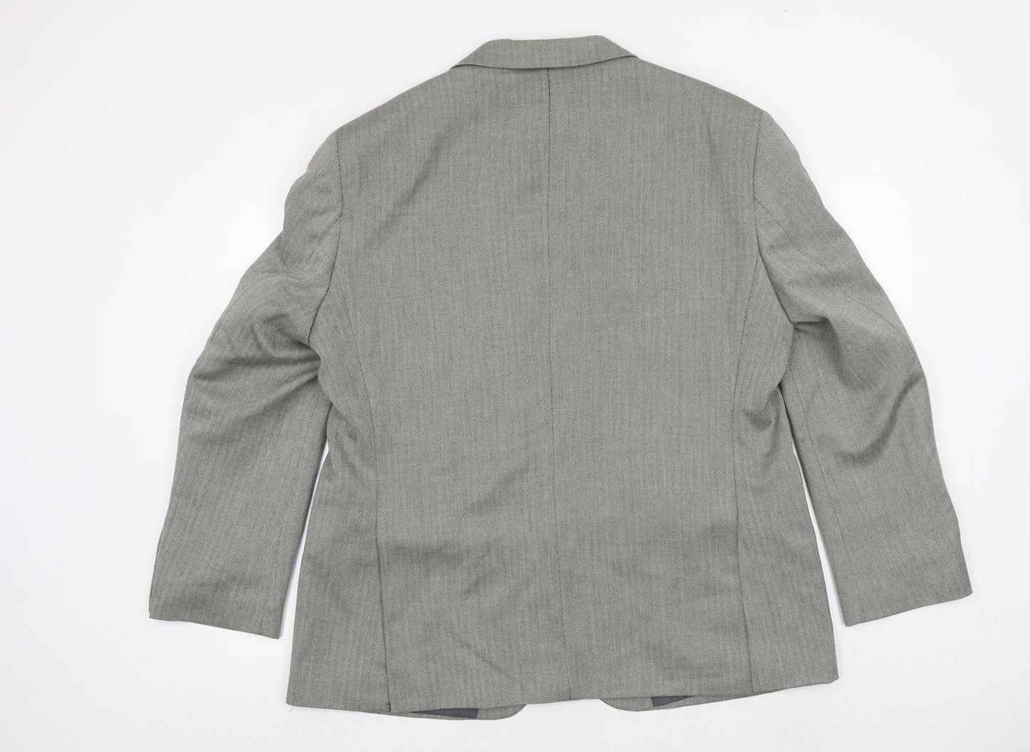Impressions Mens Grey Herringbone Polyester Jacket Suit Jacket Size 42 Regular