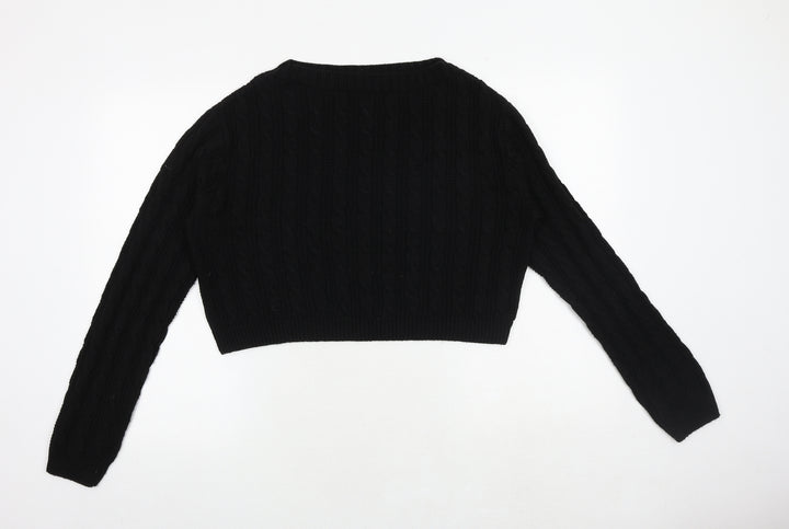 Topshop Womens Black Boat Neck Polyester Pullover Jumper Size S
