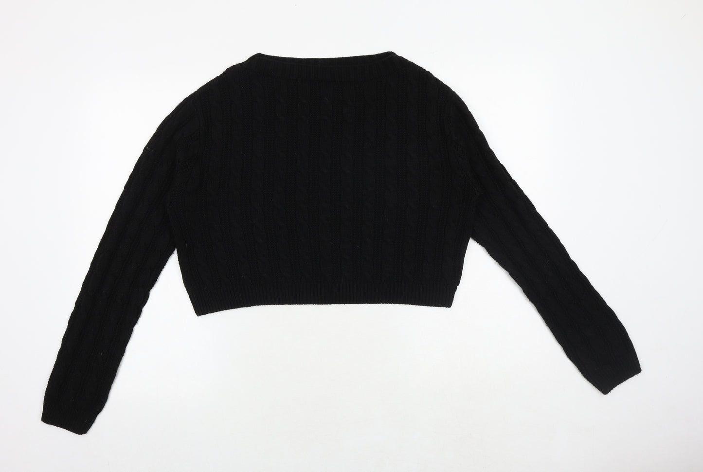 Topshop Womens Black Boat Neck Polyester Pullover Jumper Size S