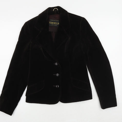 Feminella Womens Brown Jacket Blazer Size 10 Button