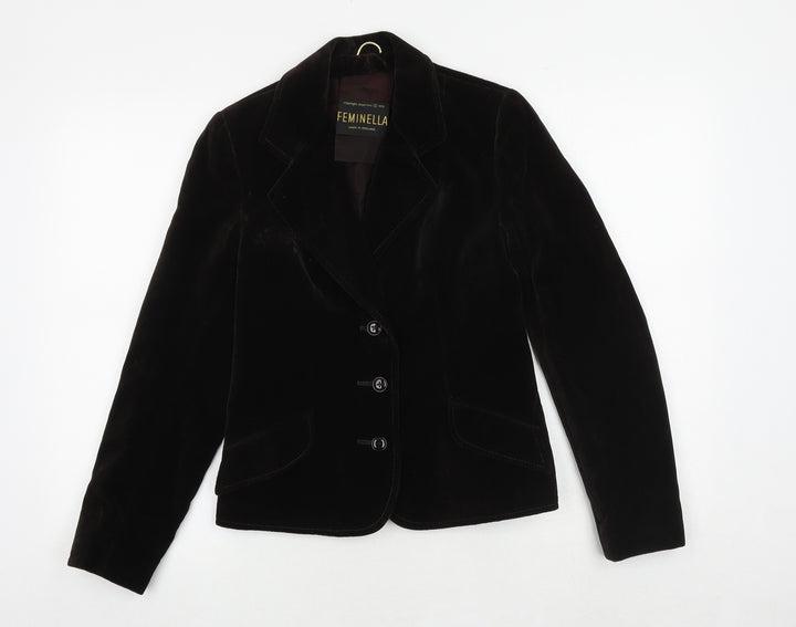 Feminella Womens Brown Jacket Blazer Size 10 Button