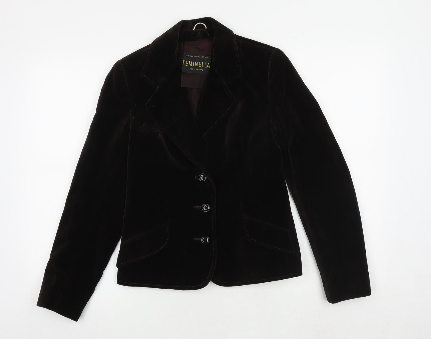 Feminella Womens Brown Jacket Blazer Size 10 Button