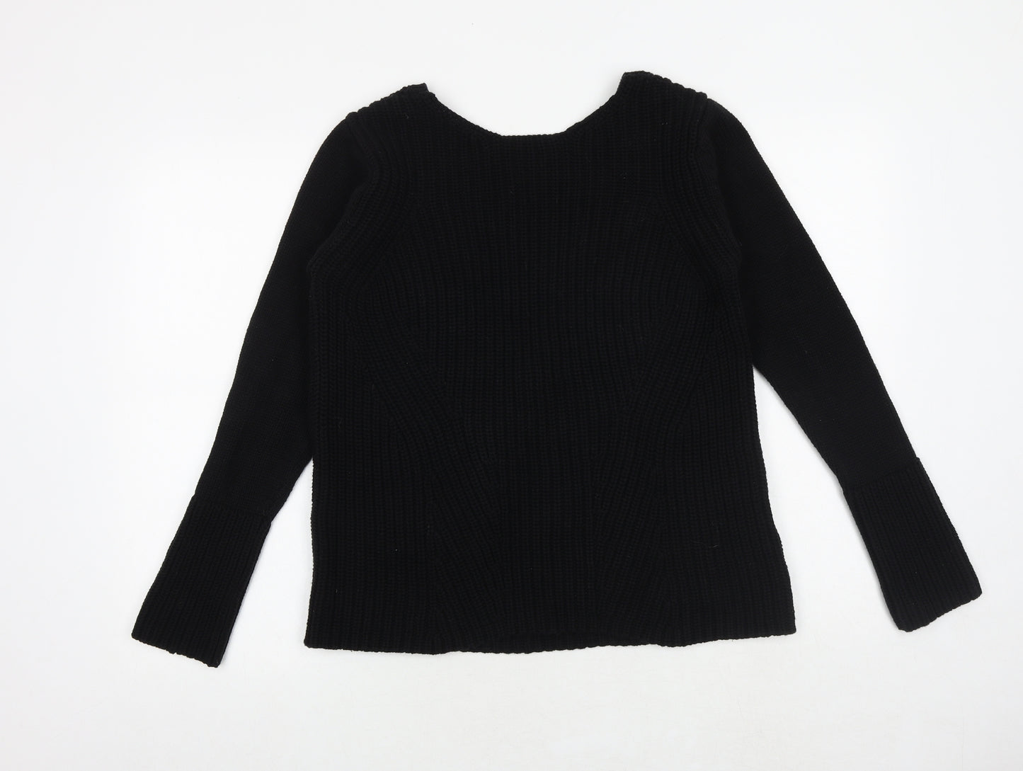Zara Womens Black Boat Neck 100% Cotton Pullover Jumper Size M