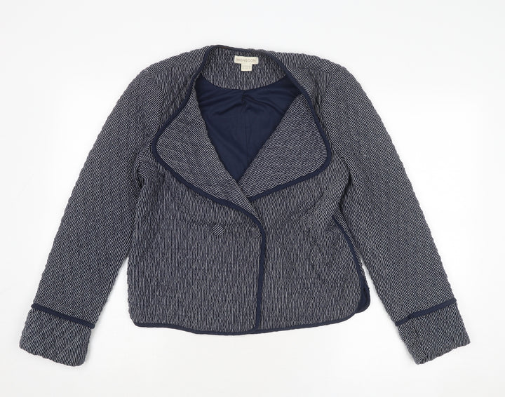 Monsoon Womens Blue Geometric Jacket Size 12 Button