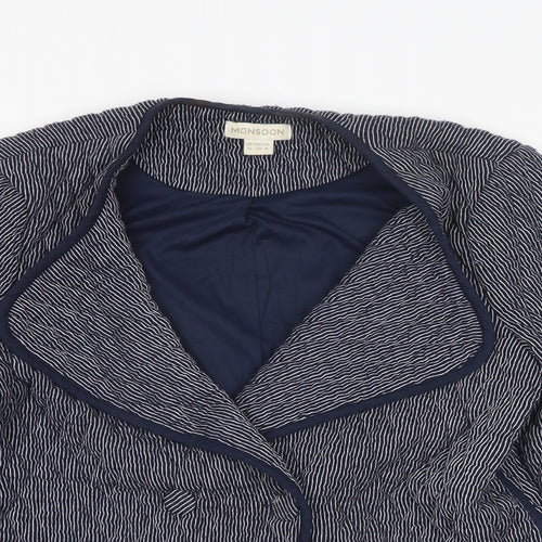 Monsoon Womens Blue Geometric Jacket Size 12 Button