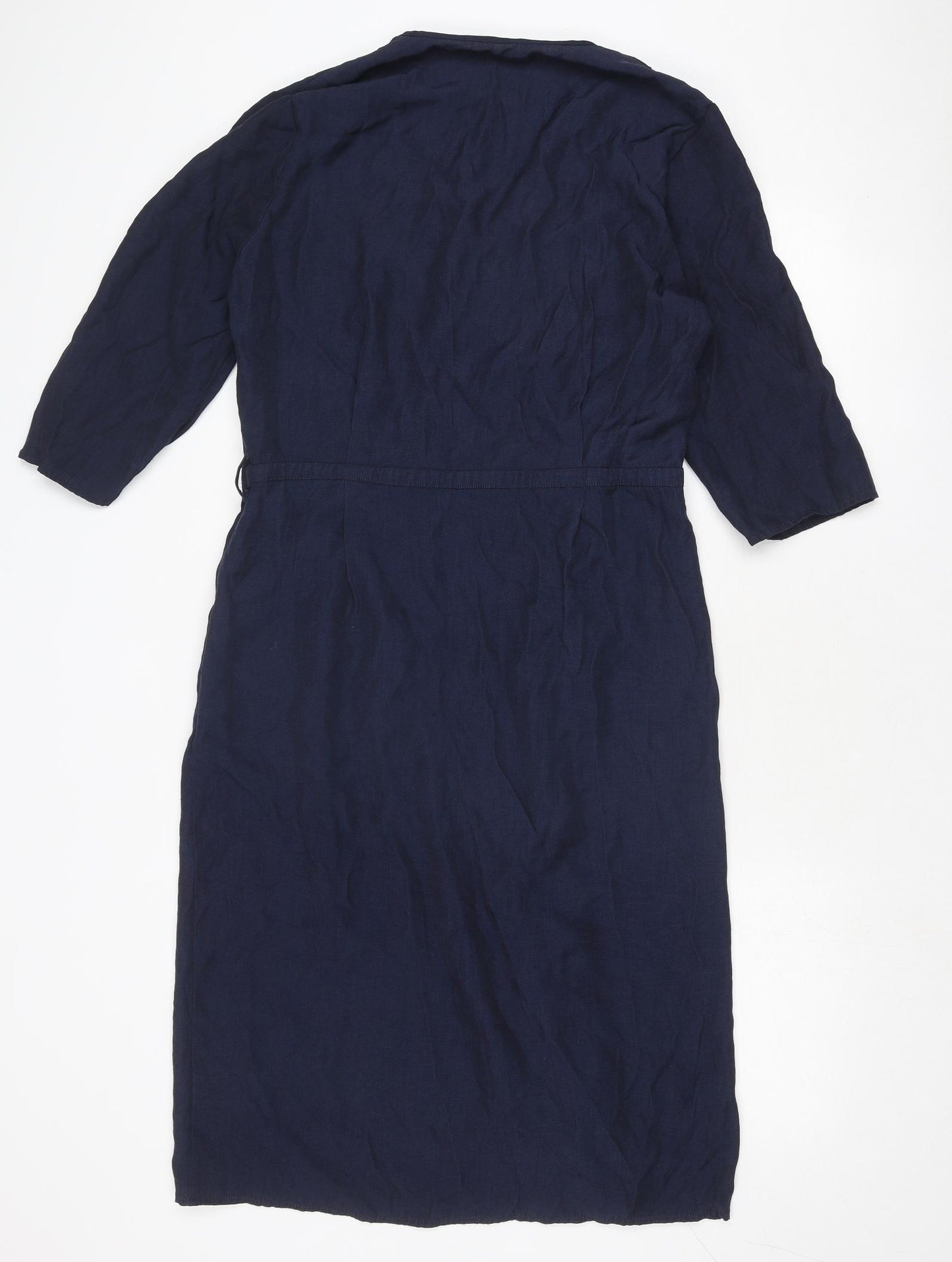 Neon Rose Womens Blue Viscose Sheath Size L V-Neck Zip - Wrap Front Detail