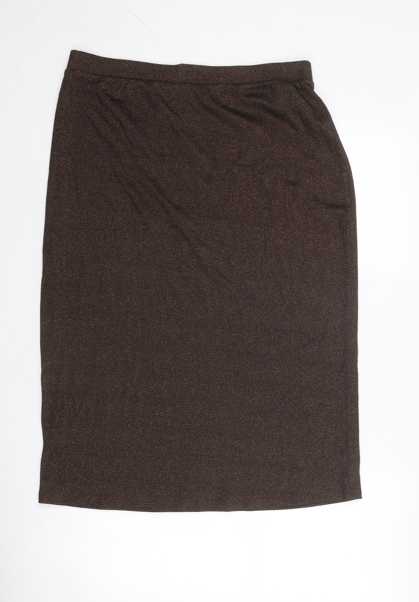 Marks and Spencer Womens Brown Cotton Straight & Pencil Skirt Size 16