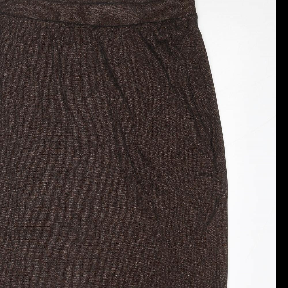 Marks and Spencer Womens Brown Cotton Straight & Pencil Skirt Size 16
