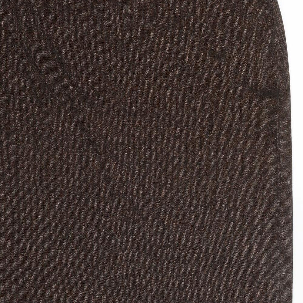 Marks and Spencer Womens Brown Cotton Straight & Pencil Skirt Size 16